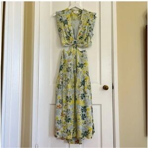 Floral Sleeveless Dress in Yellow Blue and Greens